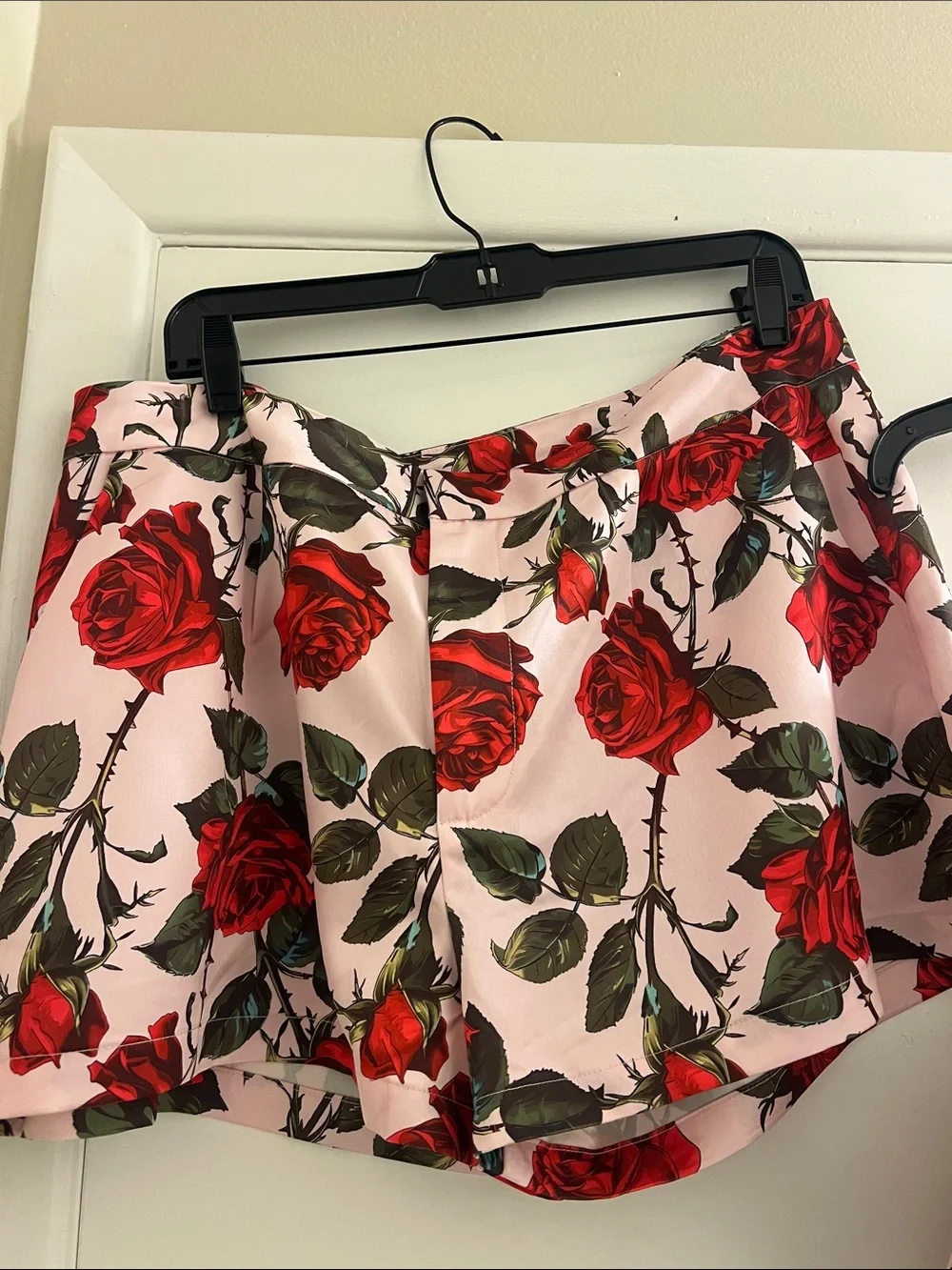 AKIRA Pink and Red Rose Print Peplum Bustier with Matching Skirt - Picture 3 of 7
